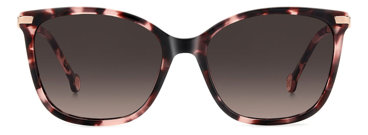 CAROLINA HERRERA HE0261/G/S havana rosa, vista frontal con varillas abiertas 