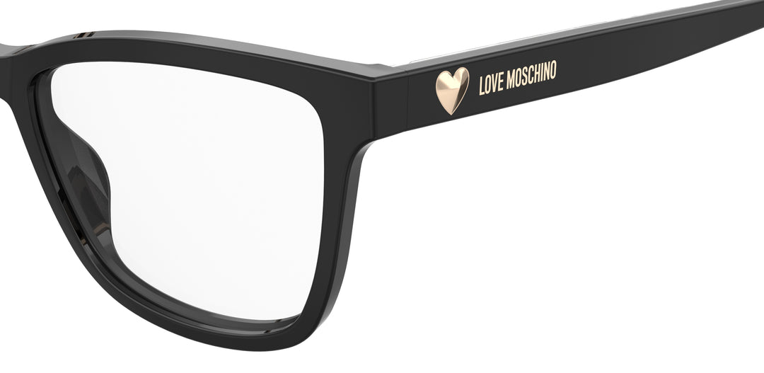 LOVE MOSCHINO MOL632 negro con varillas estampadas, detalle del logotipo y la bisagra 
