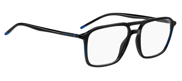 HUGO HG1352 negro con detalles azules, ángulo alternativo de tres cuartos 