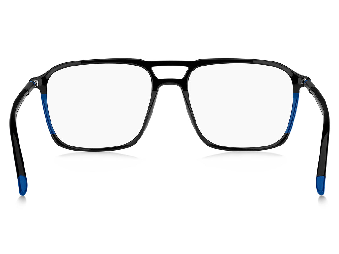 HUGO HG1352 negro con detalles azules, vista posterior con varillas abiertas 