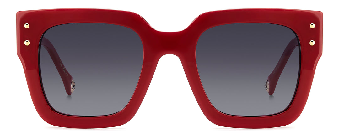CAROLINA HERRERA HE0255/S rojo, vista frontal con varillas abiertas 