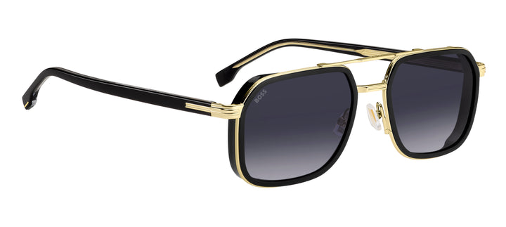 BOSS 1724/S negro y dorado, ángulo alternativo de tres cuartos 