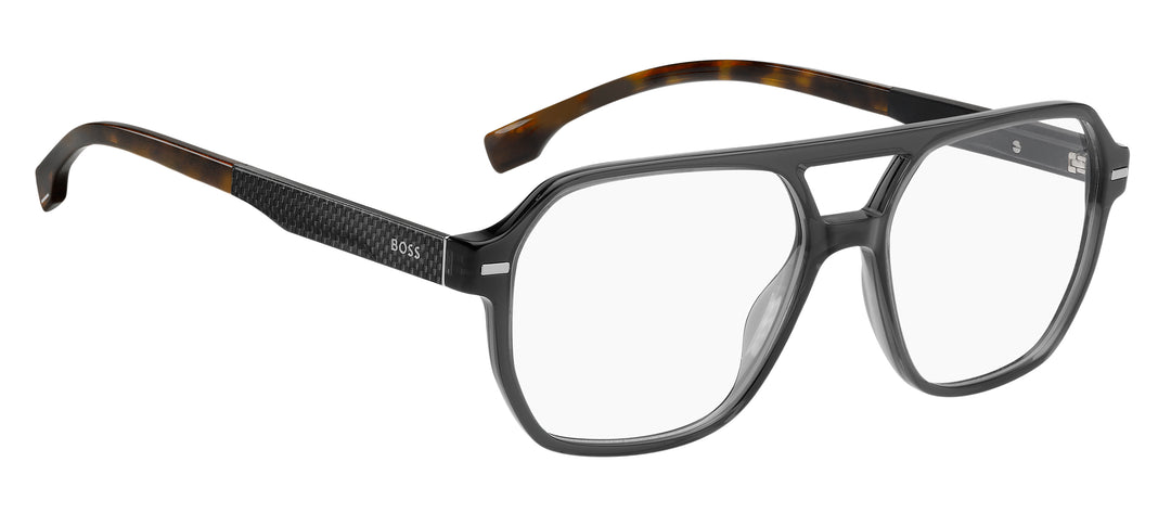 BOSS 1843 gris y havana, ángulo alternativo de tres cuartos 