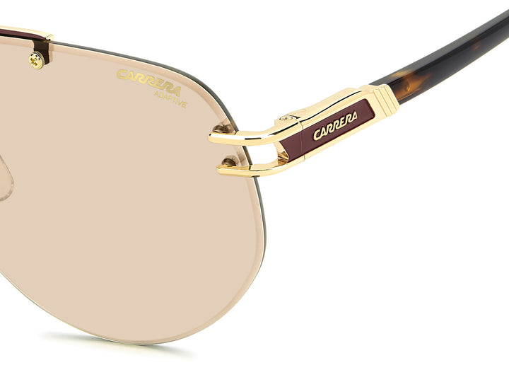CARRERA 1087/S dorado y havana, detalle del logotipo y la bisagra 