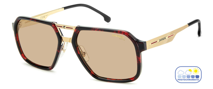 CARRERA VICTORY C 27/S havana rojo, vista principal de tres cuartos con lentes en estado claro 