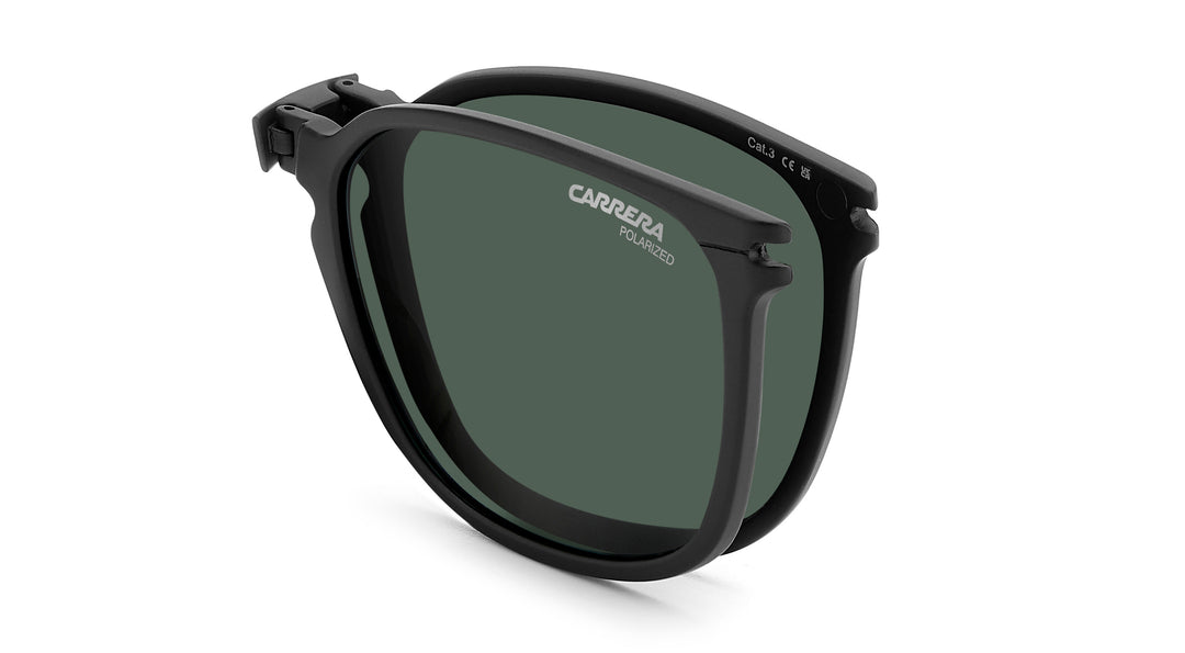 CARRERA CA 332/CS verde oliva y dorado, detalle del clip solar plegado 