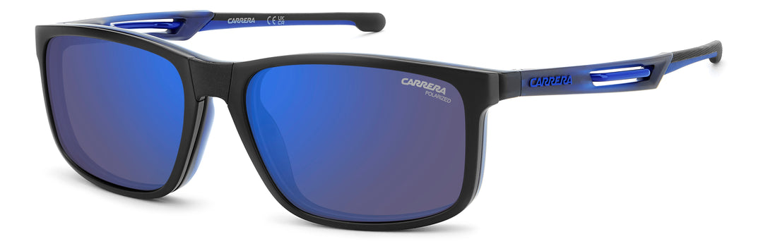 CARRERA CA 8933/C azul, vista de tres cuartos con clip solar montado 