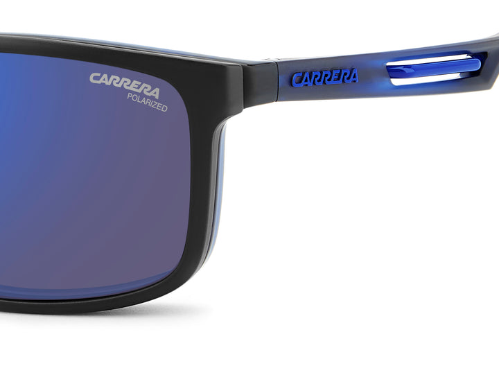 CARRERA CA 8933/C azul, detalle del logotipo y la bisagra 