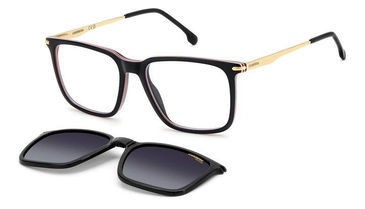 CARRERA CA 357/C negro y dorado, vista principal de tres cuartos con clip separado 