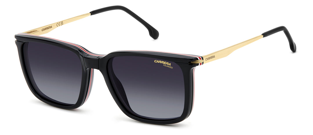CARRERA CA 357/C negro y dorado, vista de tres cuartos con clip colocado 