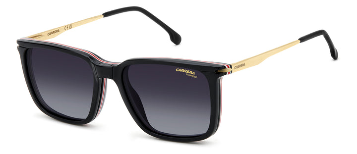 CARRERA CA 357/C negro y dorado, vista de tres cuartos con clip colocado 