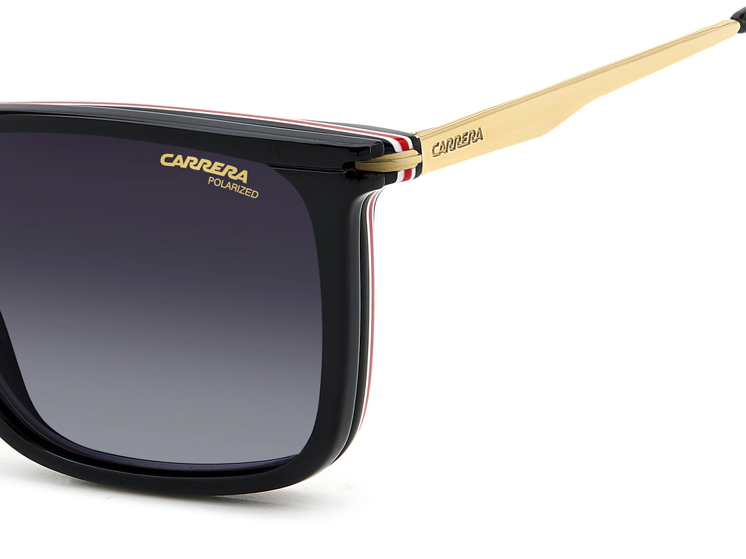 CARRERA CA 357/C negro y dorado, detalle del logotipo y la bisagra 