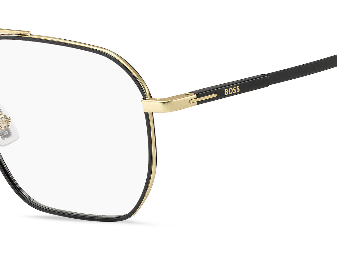 BOSS 1900 dorado mate y negro, detalle del logotipo y la bisagra 
