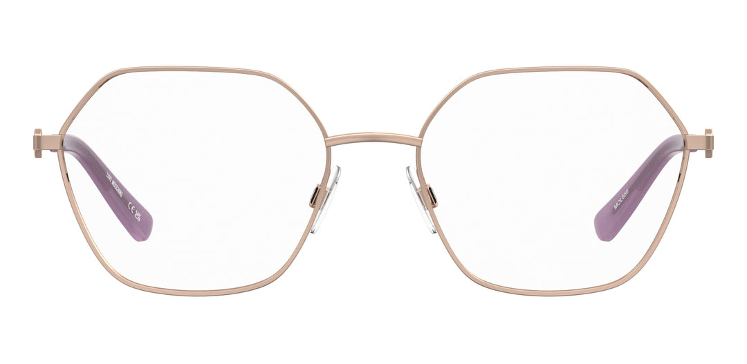 LOVE MOSCHINO MOL650 dorado y cobre, vista frontal con varillas abiertas 