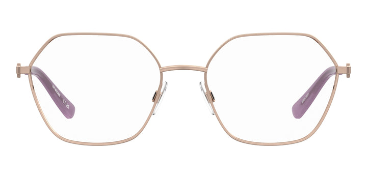 LOVE MOSCHINO MOL650 dorado y cobre, vista frontal con varillas abiertas 