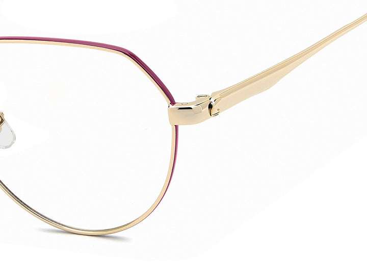 CARRERA 3076 dorado, havana y rosa, detalle del logotipo y la bisagra 