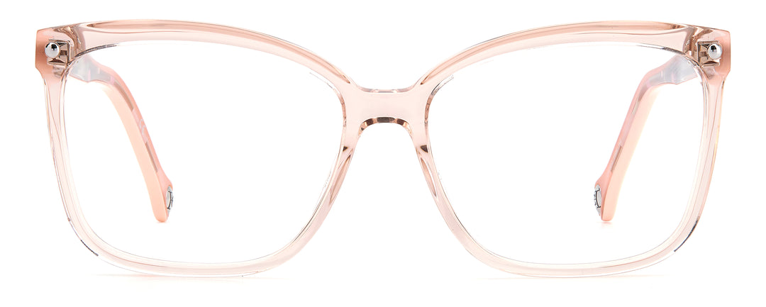 CAROLINA HERRERA HE0012 rosa nude, vista frontal con varillas abiertas 