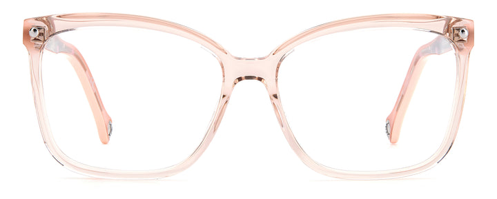 CAROLINA HERRERA HE0012 rosa nude, vista frontal con varillas abiertas 