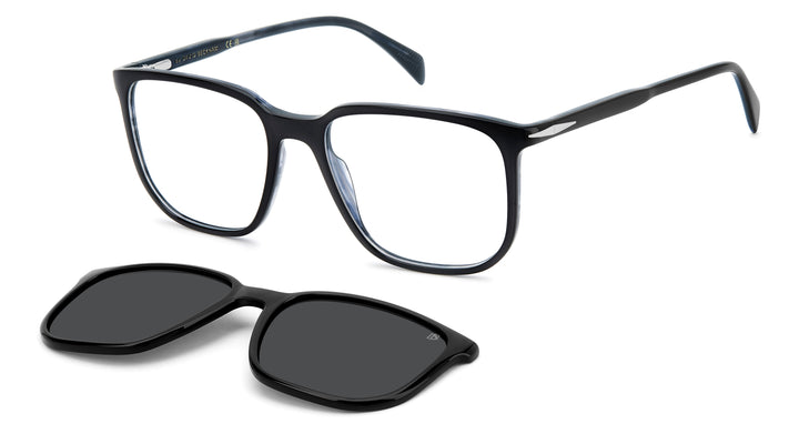 DAVID BECKHAM DB 1210/C negro y azul veteado, vista principal de tres cuartos con clip separado 