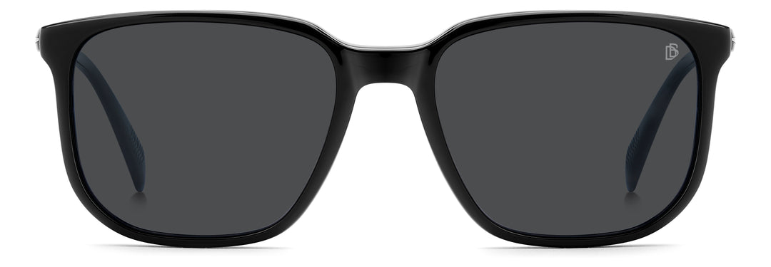 DAVID BECKHAM DB 1210/C negro y azul veteado, vista frontal con clip colocado 