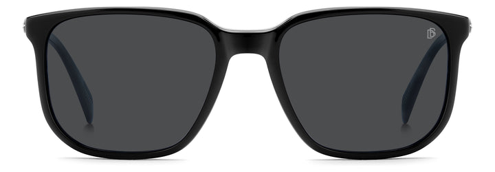 DAVID BECKHAM DB 1210/C negro y azul veteado, vista frontal con clip colocado 