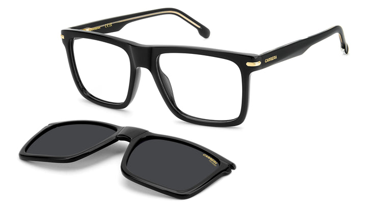 CARRERA CA 387/C negro, vista principal de tres cuartos con clip solar separado 