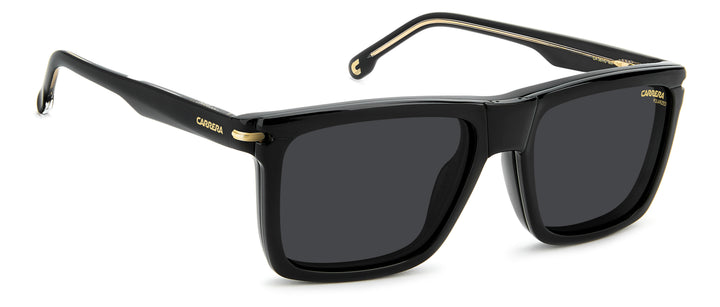 CARRERA CA 387/C negro, ángulo alternativo con clip solar montado 