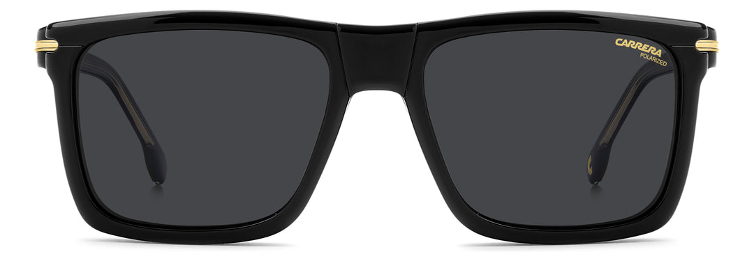CARRERA CA 387/C negro, vista frontal con clip solar montado 