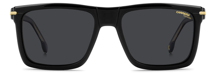 CARRERA CA 387/C negro, vista frontal con clip solar montado 