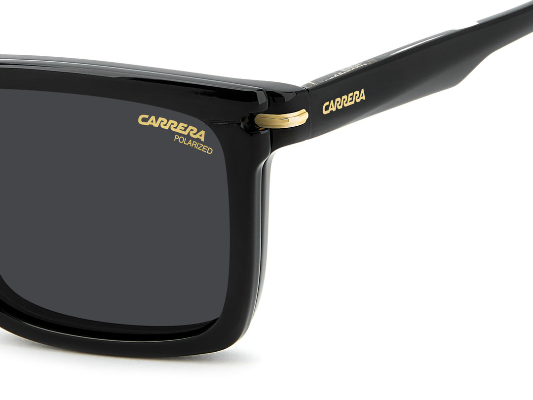 CARRERA CA 387/C negro, detalle del logotipo y la bisagra 