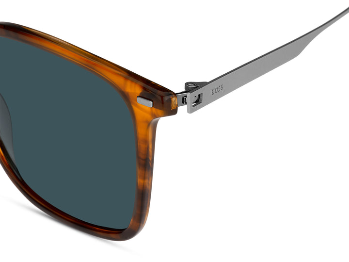 BOSS 1694/S café y gris, detalle del frente y la bisagra 