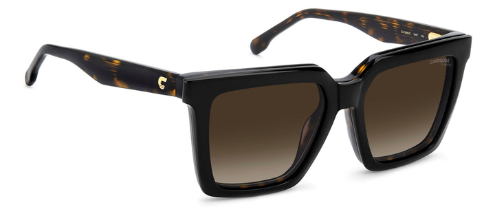 CARRERA CA 3080/C negro y havana, ángulo alternativo de tres cuartos con clip colocado 