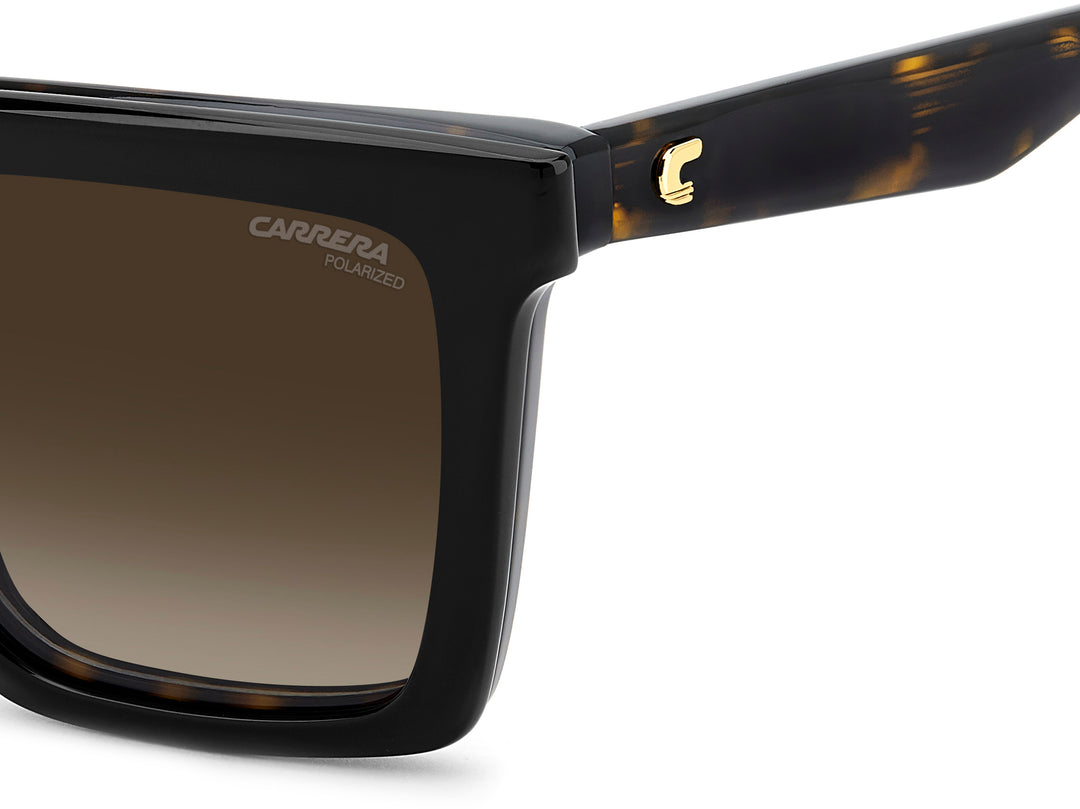 CARRERA CA 3080/C negro y havana, detalle del logotipo y la bisagra 
