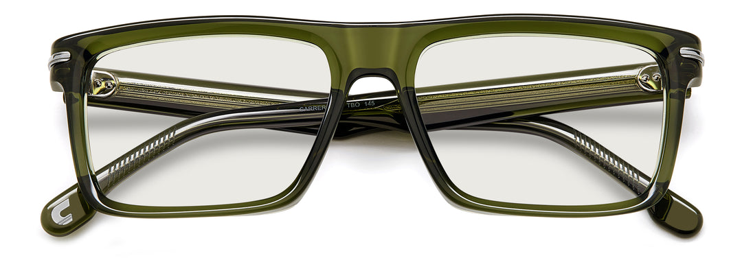 CARRERA 344 verde militar, vista frontal con varillas plegadas 