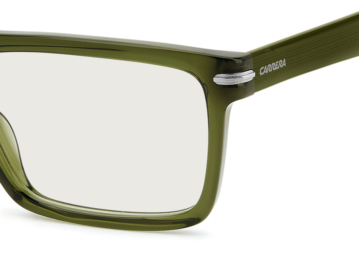 CARRERA 344 verde militar, detalle del logotipo y la bisagra 