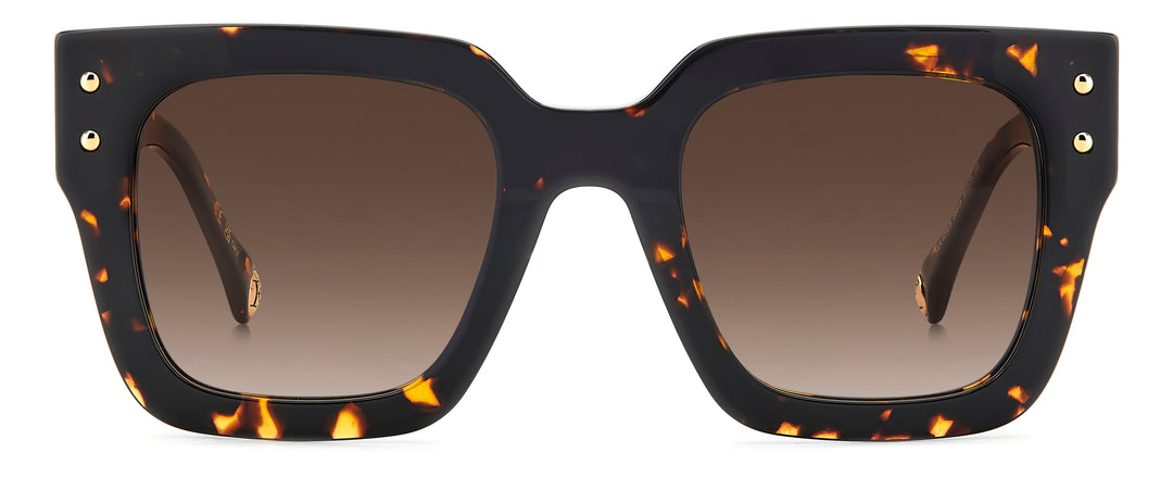 CAROLINA HERRERA HE0255/S havana, vista frontal con varillas abiertas 
