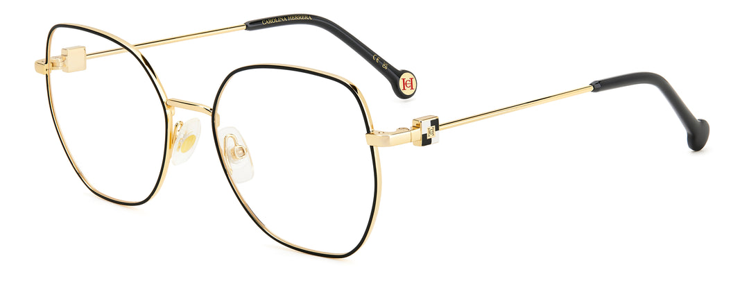 CAROLINA HERRERA HE0242 negro y dorado, vista principal de tres cuartos 