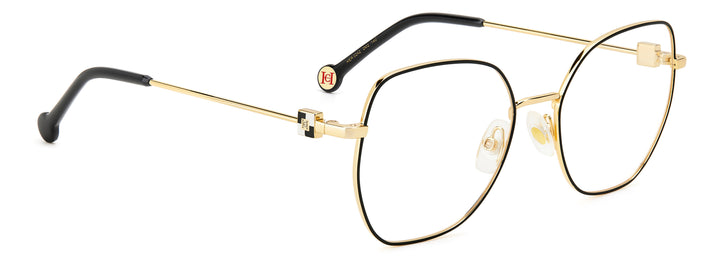 CAROLINA HERRERA HE0242 negro y dorado, ángulo alternativo de tres cuartos 
