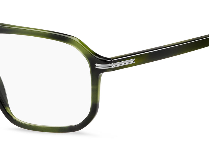 BOSS 1728 verde veteado, detalle del logotipo y la bisagra 