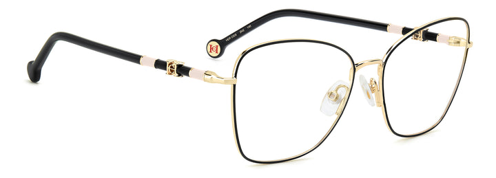 CAROLINA HERRERA HER 0305 negro y dorado, ángulo alternativo de tres cuartos 