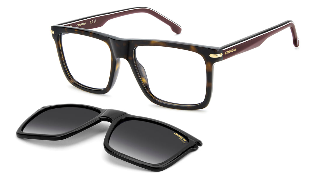CARRERA CA 387/C havana, vista principal de tres cuartos con clip solar separado 