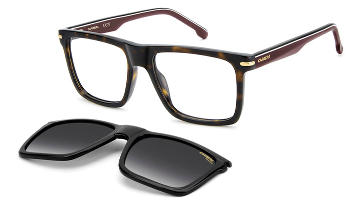 CARRERA CA 387/C havana, vista principal de tres cuartos con clip solar separado 