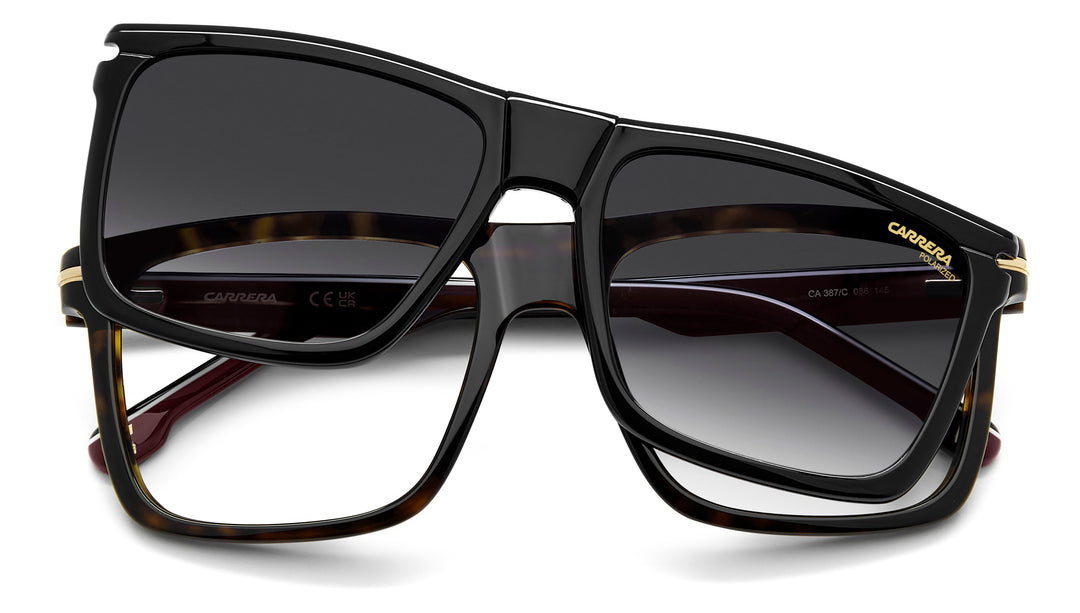 CARRERA CA 387/C havana, vista frontal con clip levantado 