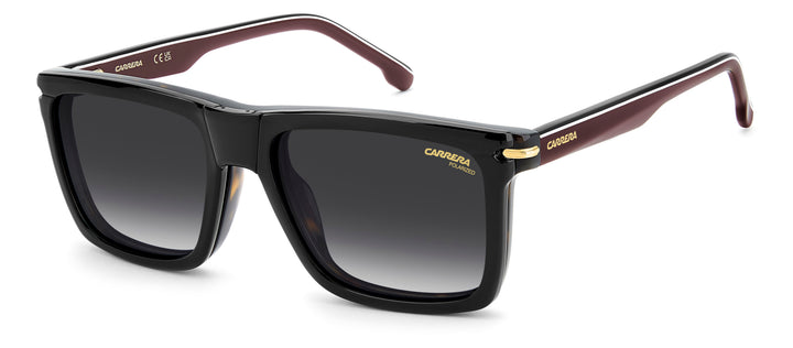 CARRERA CA 387/C havana, vista de tres cuartos con clip solar montado 