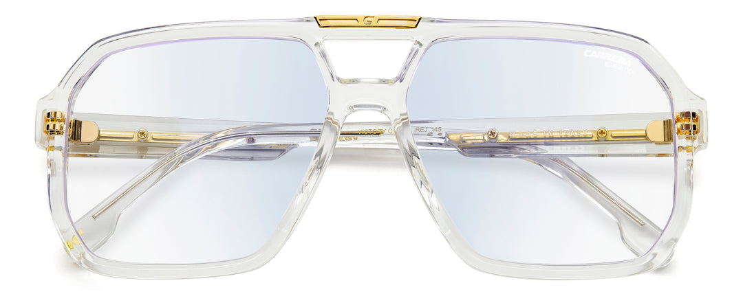 CARRERA CA VICTORY C 01/BB transparente y dorado, vista frontal con varillas plegadas 