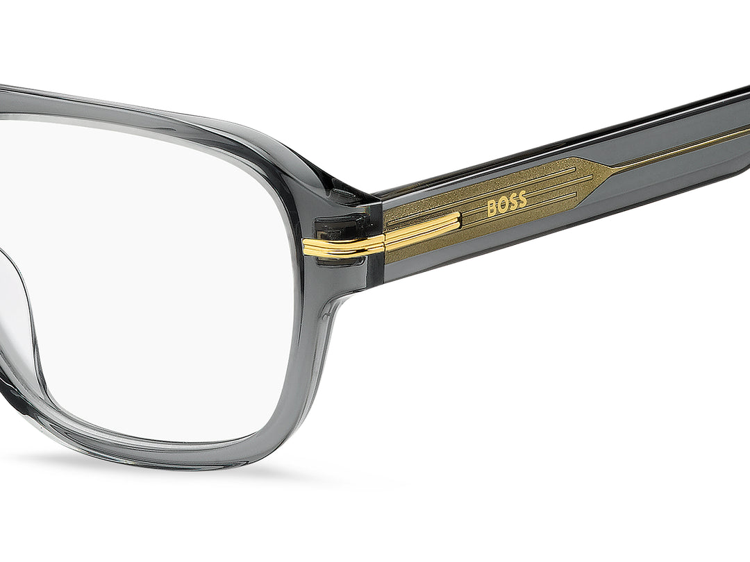 BOSS 1854/G gris, detalle del logotipo y la bisagra 