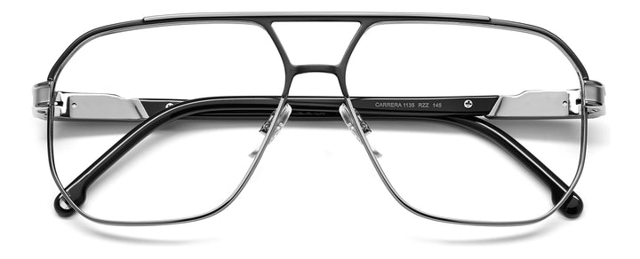 CARRERA CA1135 negro mate y gris oscuro, vista frontal con varillas plegadas 