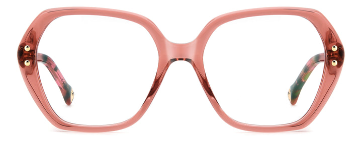 CAROLINA HERRERA HE0315 rosa, vista frontal con varillas abiertas 