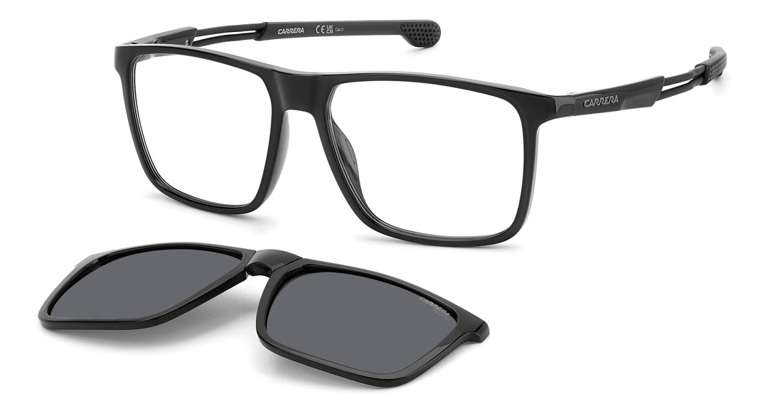 CARRERA CA4020/CS negro, vista principal de tres cuartos con clip solar separado #color_807