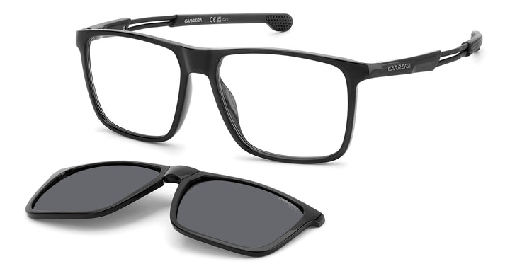 CARRERA CA4020/CS negro, vista principal de tres cuartos con clip solar separado 